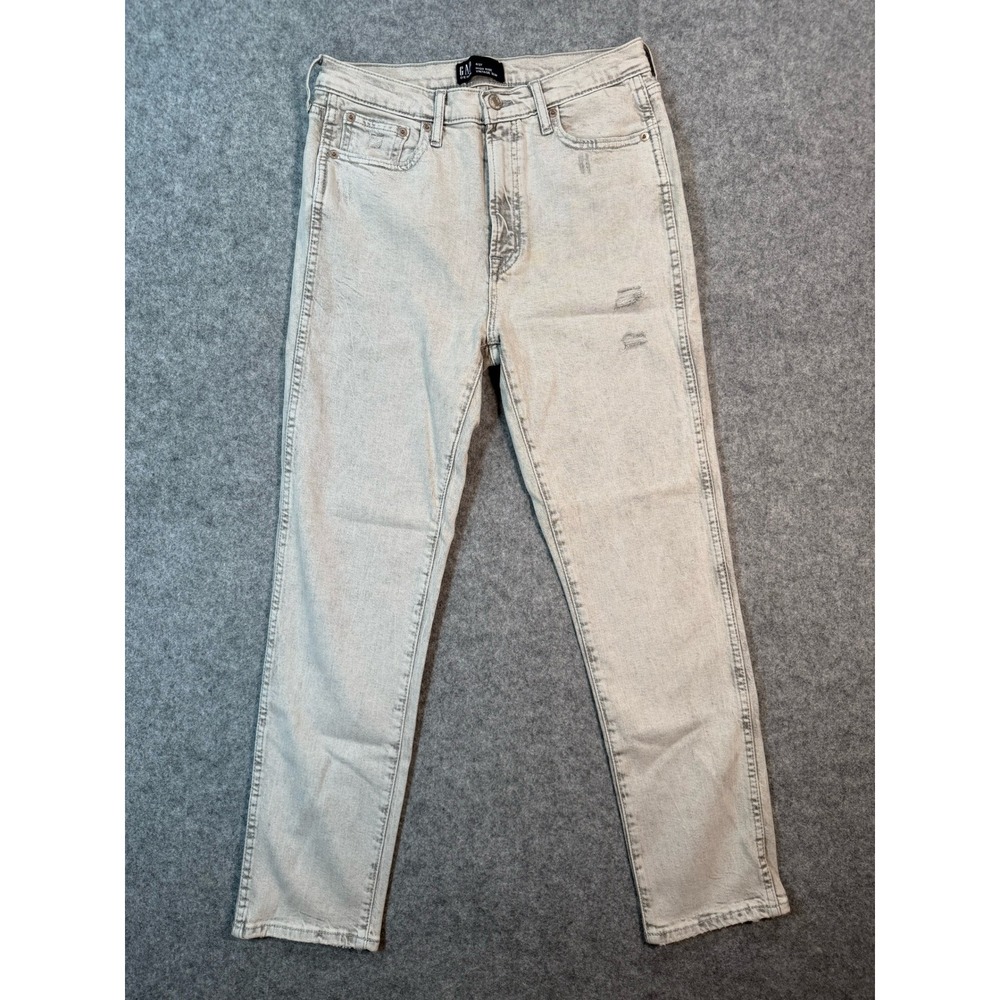 Gap Denim High Rise Vintage Slim Jeans‎ Light Gray Distressed Womens 4/27